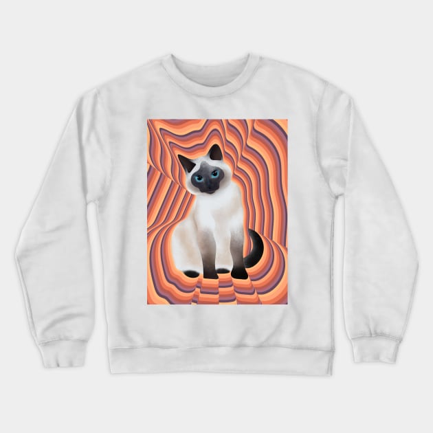 Siamese cat with a firey background Crewneck Sweatshirt by Arteria6e9Vena